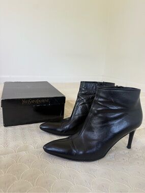 Yves Saint Laurent black leather ankle boots